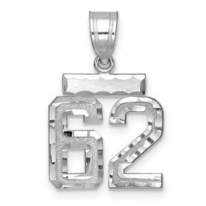 14k White Gold, Varsity Collection, Small D/C Pendant, Number 62